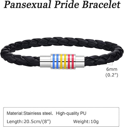 Nanafast Titanium Stainless Steel Rainbow LGBT Pride Bracelet Handmade Braided - Image 2