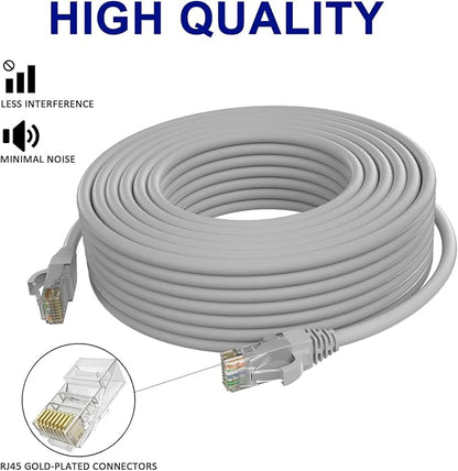 Adoreen Cat 6 Ethernet Cable 60 Ft-Gray, Outdoor & Indoor Snagless Long Round - Image 3
