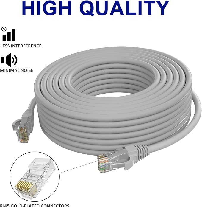 Adoreen Cat 6 Ethernet Cable 300 Ft-Gray, Outdoor & Indoor Snagless Long Round - Image 3