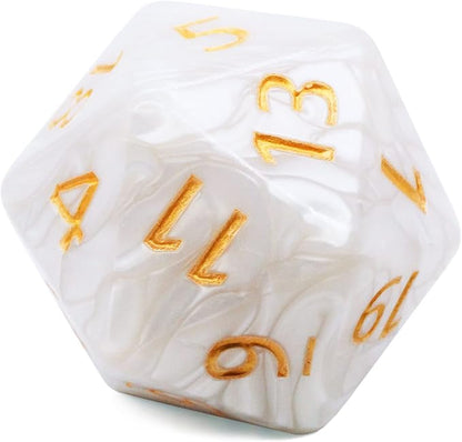 20 Sided DND Dice, D20 Giant Polyhedral Dice, 55mm Titan Large Pearl Color D20 by Handan