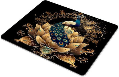 Square Mouse Pad Peacock on Golden Lotus-1, Gaming Mouse Pads - Image 5
