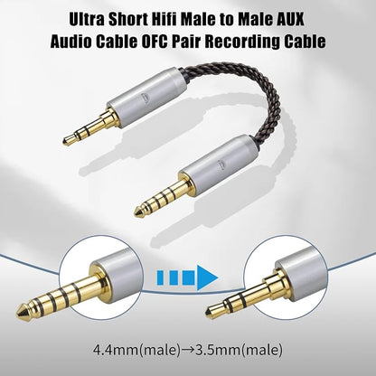 okcsc 4.4MM Male to 3.5MM Male Ultra Short Hifi Audio Cable - Image 2
