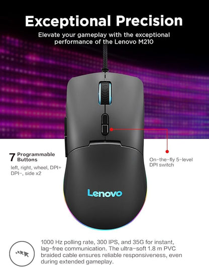 Lenovo M210 RGB Wired Gaming Mouse - Image 3