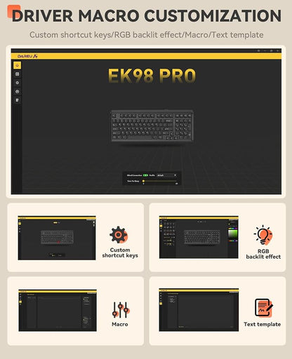 DAREU EK98pro Wireless Mechanical Keyboard, Tri-Mode BT/2.4GHz/USB-C Creamy - Image 8