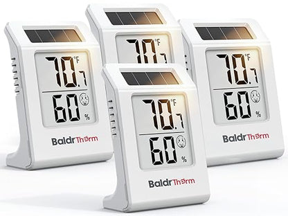 BALDR 4-Pack Digital Hygrometer Thermometer, Solar Power by BaldrInc
