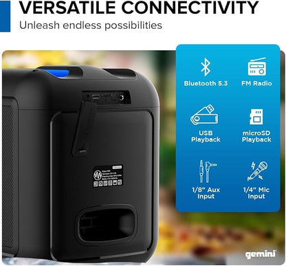 Gemini Box-Style Bluetooth Party Speaker - Image 4