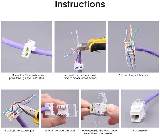 AMPCOM CAT6 Keystone Jack Tool-Less RJ45 UTP, No Punch-Down Tool Required - Image 5