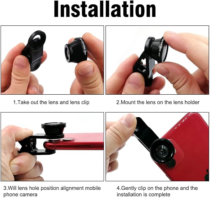 Silver 3 in 1 Cell Phone Camera Lens Kit Wide Angle Macro Fisheye Lens Universal - Image 6