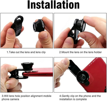 Silver 3 in 1 Cell Phone Camera Lens Kit Wide Angle Macro Fisheye Lens Universal - Image 6