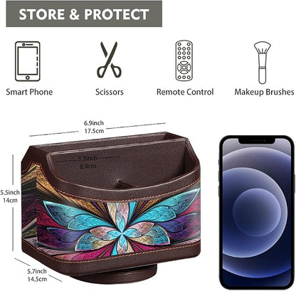 Fanousy 360° Rotating Remote Control Holder, PU Leather TV Remote Caddy - Image 2