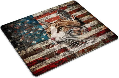 Square Mouse Pad Colorful Cat and National Flag-3, Gaming Mouse Pads - Image 2