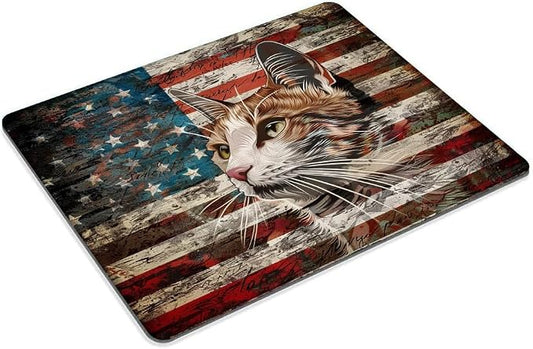 Square Mouse Pad Colorful Cat and National Flag-3, Gaming Mouse Pads - Image 2