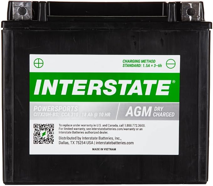 Interstate Batteries YTX20H-BS 12V 18Ah Powersports Battery 310CCA by InterstateBatteries