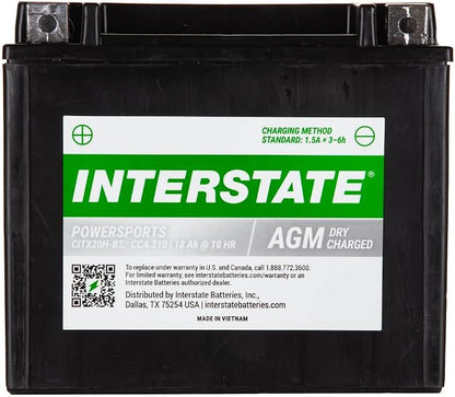 Interstate Batteries YTX20H-BS 12V 18Ah Powersports Battery 310CCA by InterstateBatteries