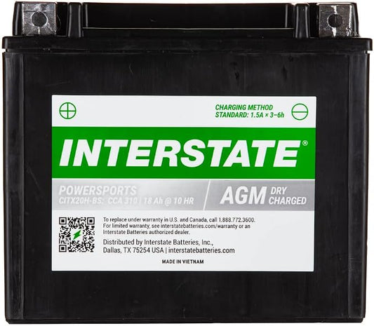 Interstate Batteries YTX20H-BS 12V 18Ah Powersports Battery 310CCA by InterstateBatteries