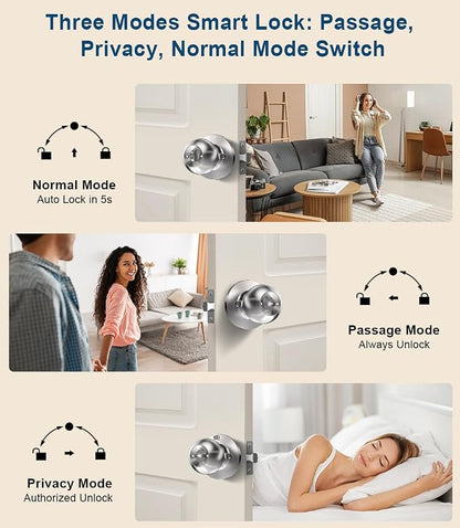 Fingerprint Door Lock, Smart Fingerprint Door Knob - Image 6
