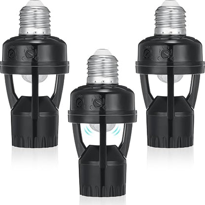 Hortsun 3 Pcs Motion Sensor Light Socket Smart Screw in Light Bulb Outlet by Hortsun