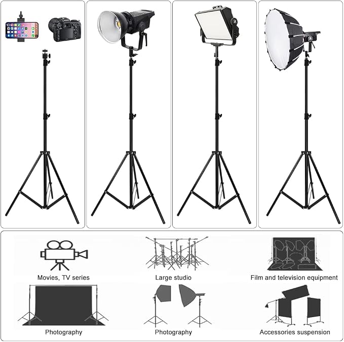 Aluminum Alloy Photography Tripod Stand, 9.19 Feet/2.8m Studio Lighting Tripod - Image 4