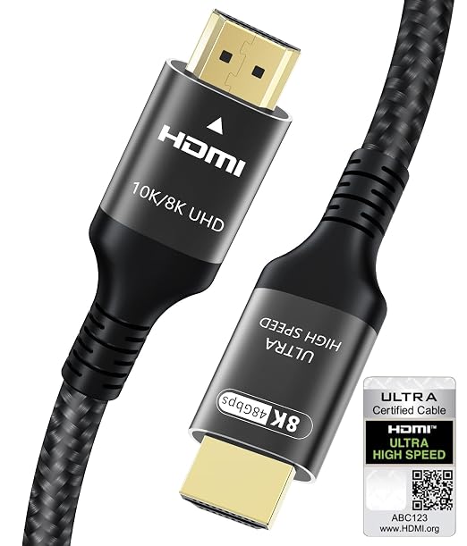 Certified 10K 8K HDMI 2.1 Cable 6.6 FT, 48Gbps Ultra High Speed HDMI Cable by Adauxter