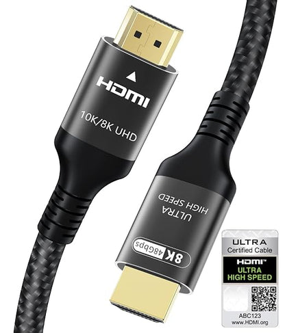 Certified 10K 8K HDMI 2.1 Cable 20 FT, 48Gbps Ultra High Speed HDMI Cable by Adauxter