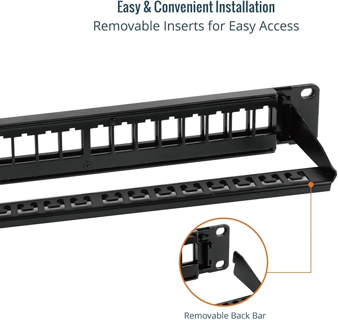 Tecmojo 24-Port Blank Keystone Patch Panel, 1U 19" Rackmount Housing - Image 4