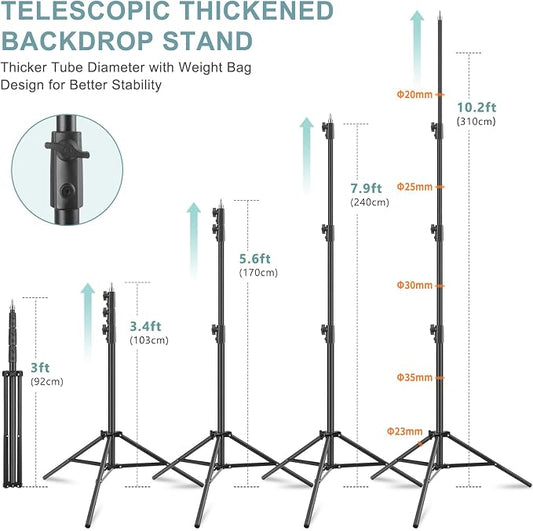 10.2x10Ft Heavy Duty Backdrop Stand, MSKIRA Adjustable Backdrop Support System - Image 2