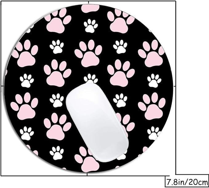 Puppy Paws Dog Traces Animal Paws Pink Mouse Pad Round Non-Slip Rubber Mousepad - Image 2