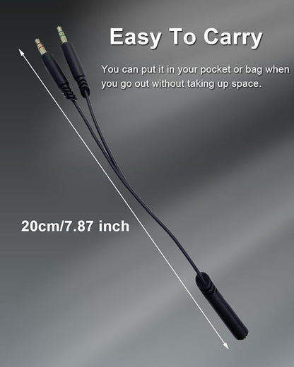 Headphone Splitter 3.5mm Female to 2 Dual 3.5mm Male Headphone Mic Audio Y - Image 6
