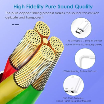 USB-C to Dual 3.5mm Headphone Jack Adapter USB C to 3.5mm Audio Adapter 3 in 1 - Image 6