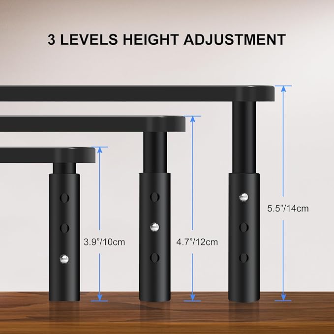 Bracwiser Monitor Stand Riser, Metal Computer Stand, 3 Height Adjustable Screen - Image 2