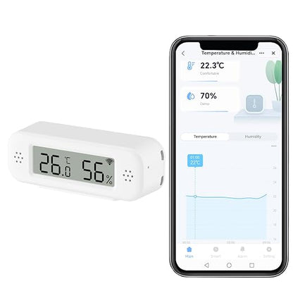 Smart Digital Thermometer Hygrometer, WiFi Indoor Temperature Humidity Sensor by Zecamin