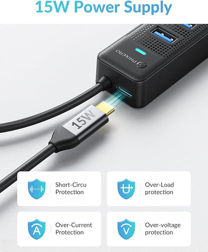 PHIXERO 7 Port USB Hub, 3.3FT/1M Long Cable USB 3.0 Hub Multi USB Port Hub - Image 8