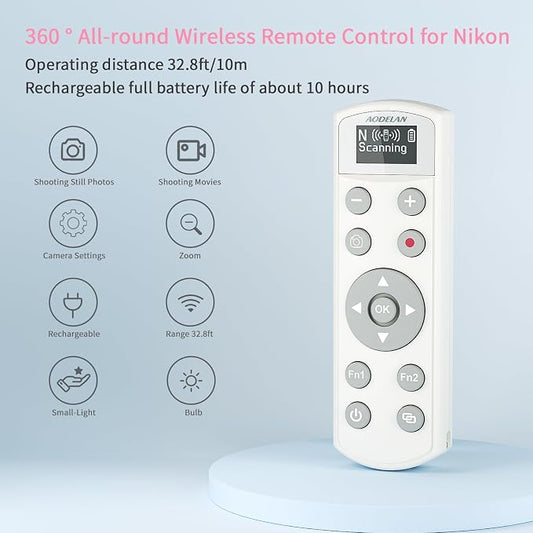 Rechargeable Shutter Release for Nikon AODELAN Wireless Camera Remote Control - Image 2