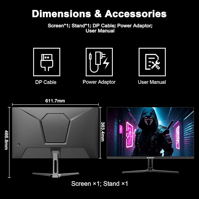 SANSUI 27 Inch WQHD 2560 x 1440 IPS Gaming Monitor, 180Hz 1ms Computer Monitor - Image 9