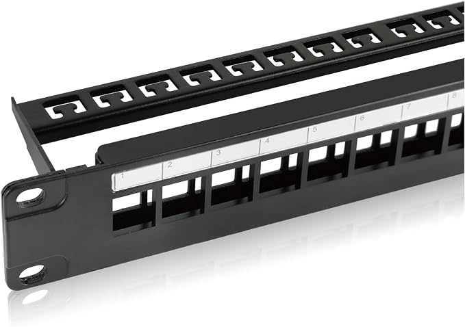 Tecmojo 24-Port Blank Keystone Patch Panel, 1U 19" Rackmount Housing by Tecmojo