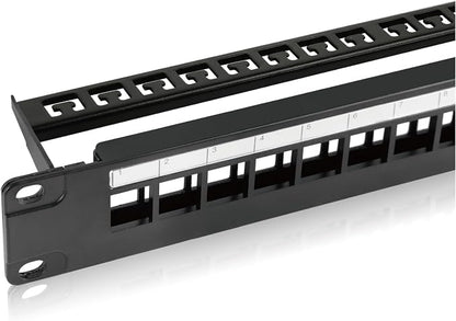 Tecmojo 24-Port Blank Keystone Patch Panel, 1U 19" Rackmount Housing by Tecmojo