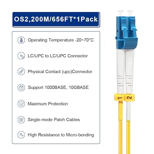 FLYPROFiber- 200M/656ft OS2 Fiber Patch Cable LC to LC, Length Options: - Image 4