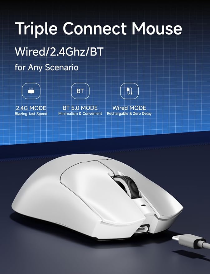 S9 Pro Wireless Gaming Mouse, 59G Ergonomic Computer Mouse, Triple Modes - Image 3