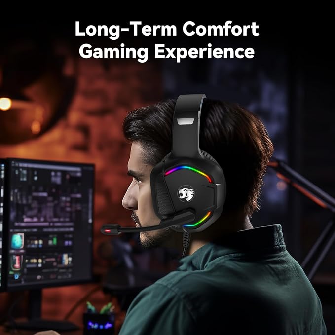 Gaming Headset with Microphone for Pc, Xbox One Series X/s, Stereo Wired Noise - Image 4