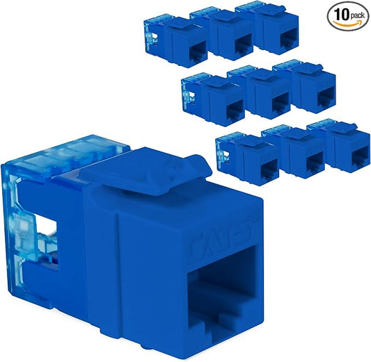 ICC CAT5e Keystone Jack with Slim Profile 180 Degree Punch Down, RJ45 UL Listed by ICC