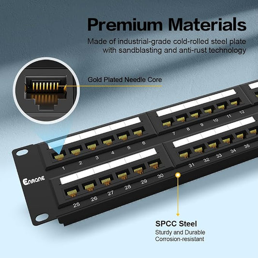 2U 48 Port Patch Panel CAT6A Patch Panel Rack Mount 19inch Ethernet Patch Panel - Image 2