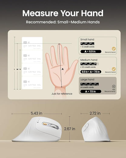 ProtoArc Ergonomic Vertical Mouse, EM11 NL Rechargeable Wireless Mouse Bluetooth - Image 7