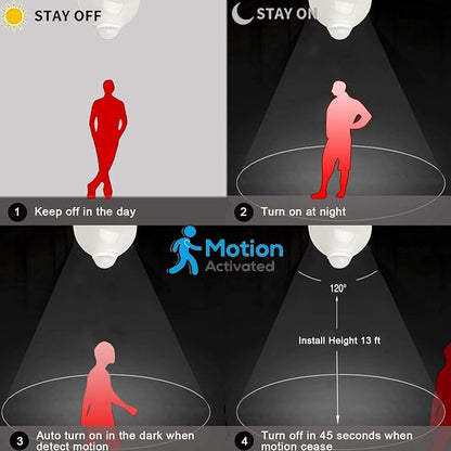 Motion Sensor Light Bulbs Outdoor 2 Packs 13W Security LED Bulb, Indoor E26 - Image 4