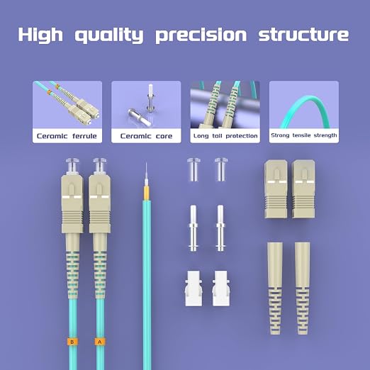 Fiber Patch Cable OM3 SC/UPC to ST/UPC 25ft/7.5meters, 10Gb/Gigabit MultiMode - Image 4