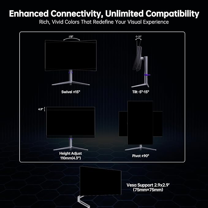 KTC 27-inch OLED Gaming Monitor | QHD 2560x1440P | 240Hz 0.03ms GTG | 1.5M:1 - Image 8
