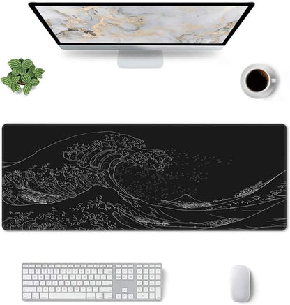Japanese Sea Wave Large Mouse Pad, Anime Black Gaming, Extended Kanagawa Mat - Image 3
