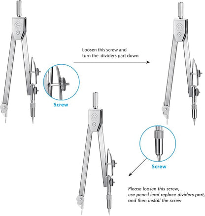 EBOOT Student Geometry Math Set, Drawing Compass and 6 Inch Swing Arm - Image 4