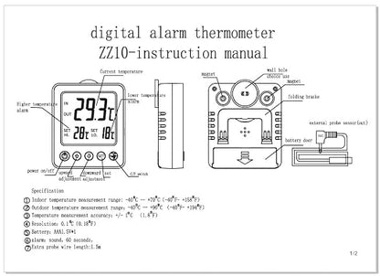 Refrigerator Thermometer Freezer Alarm Digital Freezer Thermometer Fridge - Image 9