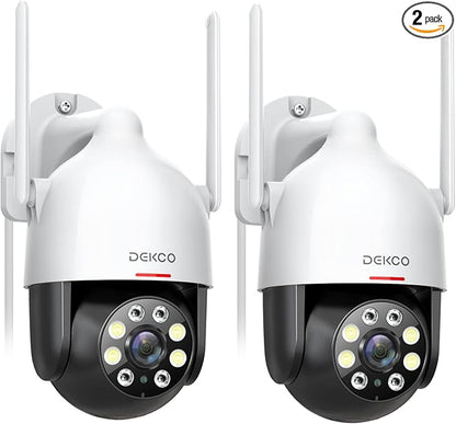 DEKCO 2K Security Camera Outdoor 2Packs, WiFi Outdoor Security Cameras Pan-Tilt by DEKCO_LIFE