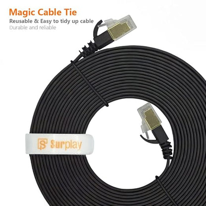 Cat7 3FT-5Pack Ethernet Cable Flat-Black-10Gbps High Speed Ultra Slim Network - Image 8